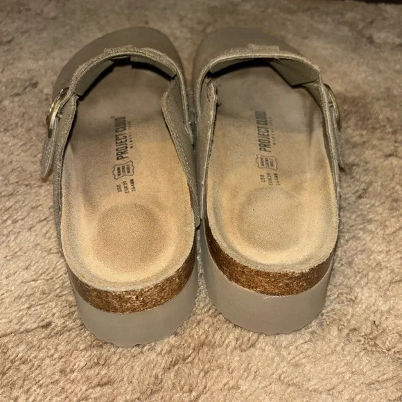 Project Cloud Suede Platform Clog Mule with Double Buckles - Taupe - Picture 4 of 5
